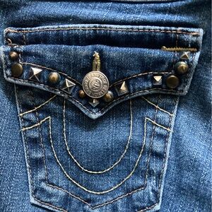 True Religion Women's Straight Leg Blue Jeans
